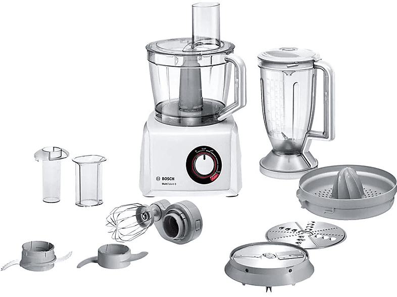 Robot de cocina - Bosch MC812W620, 1,100 W, Translúcido, Blanco