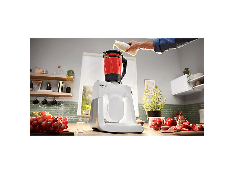 Robot de cocina - Bosch MUMS6EW22, 1600 W, 5,5 l, blanco, plateado