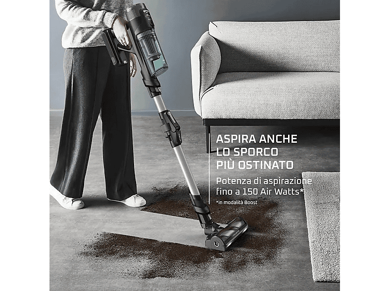 Aspirador escoba - Rowenta RH9A32WO, 350 W, Potencia de succión 150 W, Depósito 0,65 l, Autonomía 60 min, Aluminio, Verde