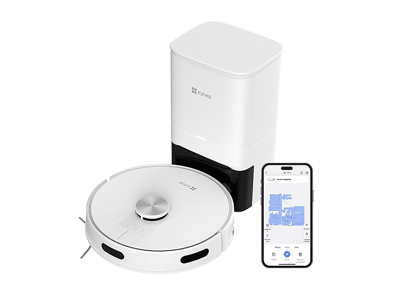 Robot aspirador - EZVIZ CS-RE4P, 45 W, Potencia de succión 4 kPa, Depósito 350 l, Autonomía 240 min, Blanco