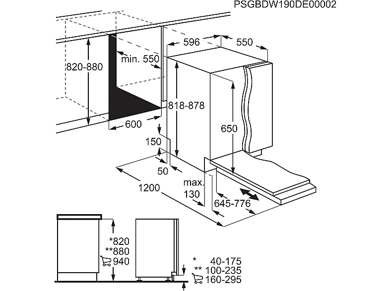 Lavavajillas integrable 60 cm - Electrolux EEA17200L, 13 servicios, 5 programas, 600 mm, Blanco
