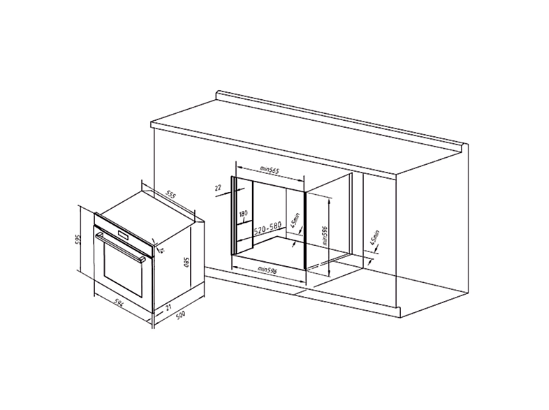 Horno multifunción - Cecotec Bolero Hexa M226000 Glass White A, Montaje en Pared, Hidrolítica, 71 l, 57,9 cm, Blanco