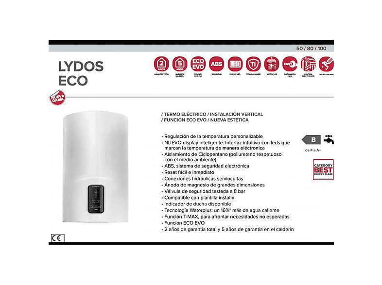 Termo eléctrico - Ariston 3201864, 80 l, Blanco