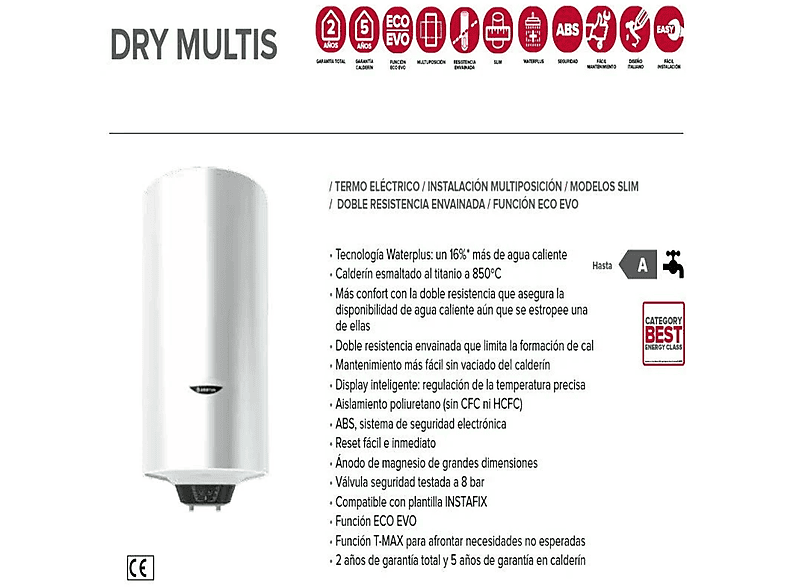 Termo eléctrico - Ariston 3201999, 100 l, Blanco