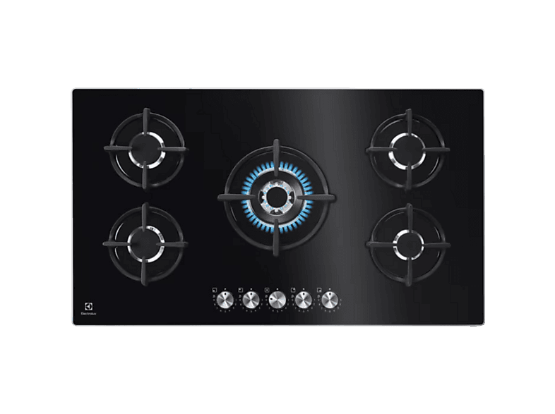 Placa de gas - Electrolux KGG95372K, 5 zonas, Gas Natural, 880 mm, Negro