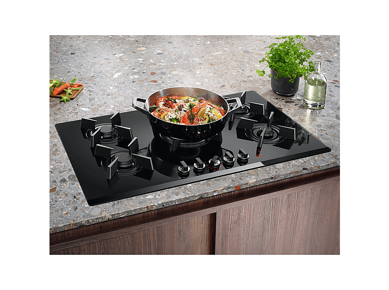 Placa de gas - Electrolux KGG95372K, 5 zonas, Gas Natural, 880 mm, Negro