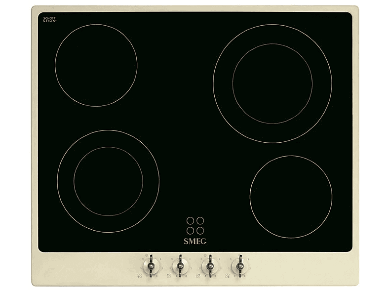 Placa de vitrocerámica - Smeg P864PO, 4 zonas, 596 mm, Crema de