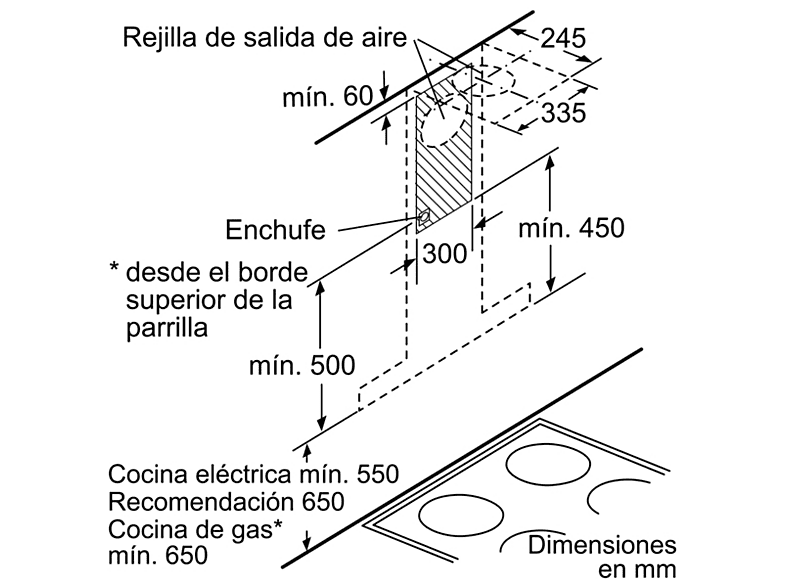 Campana decorativa - Balay 3BC997GX, 440 m3/h, 4 velocidades, 55 dB, A+, Inox
