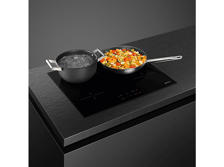 Placa de inducción - Smeg SMESE264TD1, 4 zonas, 60 cm, Negro