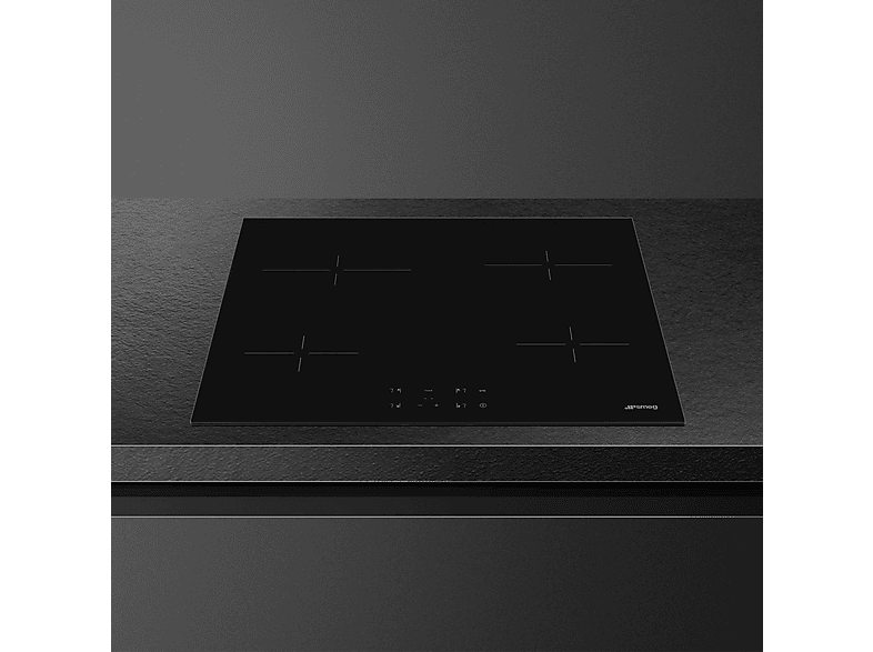 Placa de inducción - Smeg SMESE264TD1, 4 zonas, 60 cm, Negro