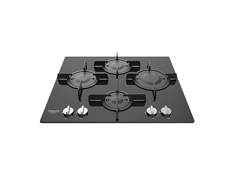 Placa de gas - Hotpoint FTGHG641D/HA(BK), 4 zone(s) zonas, Natural Gas (NG), 60 cm, Negro