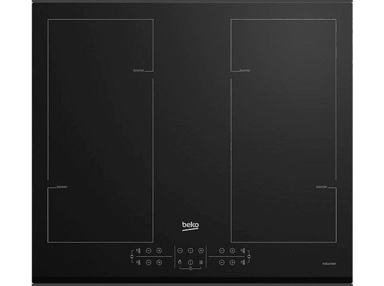 Placa de inducción - Beko HII64206F2MT, 4 zone(s) zonas, 58 cm, Negro
