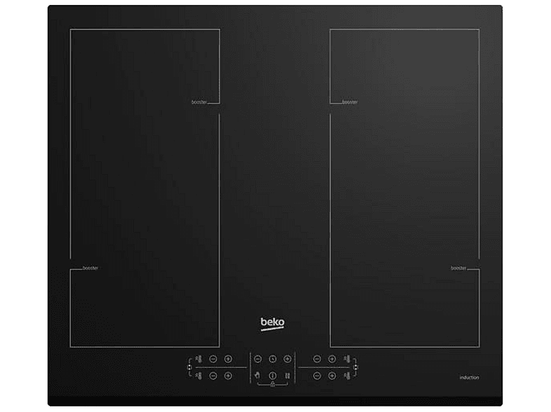 Placa de inducción - Beko HII64206F2MT, 4 zone(s) zonas, 58 cm, Negro