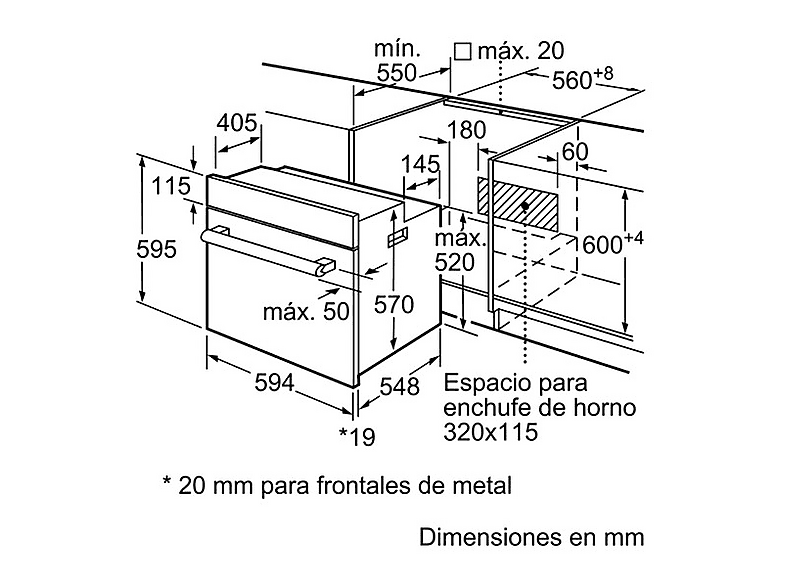 Horno - Balay 3HB2030X0, 66 L, Multifunción, 3300 W, Puerta abatible