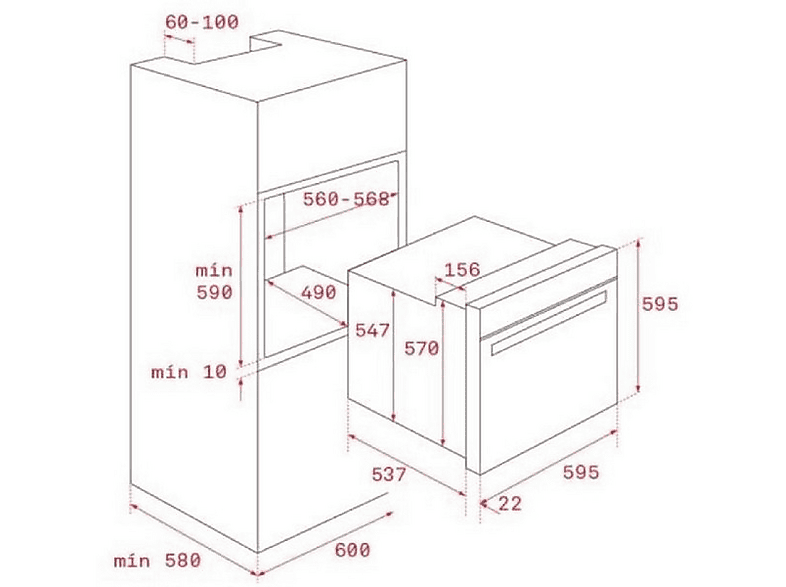 Horno - Teka HBE 435 ME, Convencional, 72 l, 60 cm, Puerta dos cristales, Inox y negro