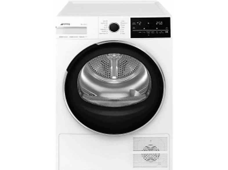Secadora bomba de calor - Smeg DNP93SLES, Eléctrico, 9 kg, 14 programas, Blanco