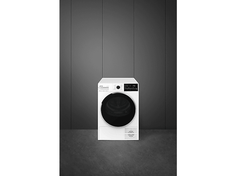 Secadora bomba de calor - Smeg DNP93SLES, Eléctrico, 9 kg, 14 programas, Blanco