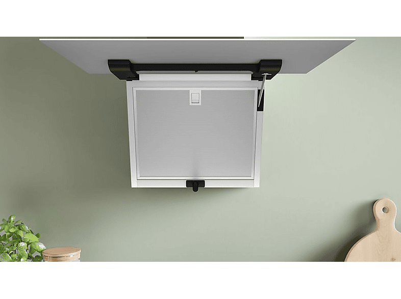 Campana decorativa - Bosch DWK67FN20, 3 velocidades, 431 m³/h, 590 mm, Cristal blanco