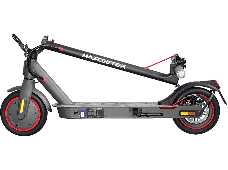 Patinete eléctrico - Mascooter S1 Homologado, Pot. máx. 600 W, Carga máx. 100 kg, 20 km autonomía, 5200 mAh, Combinado negro y gris