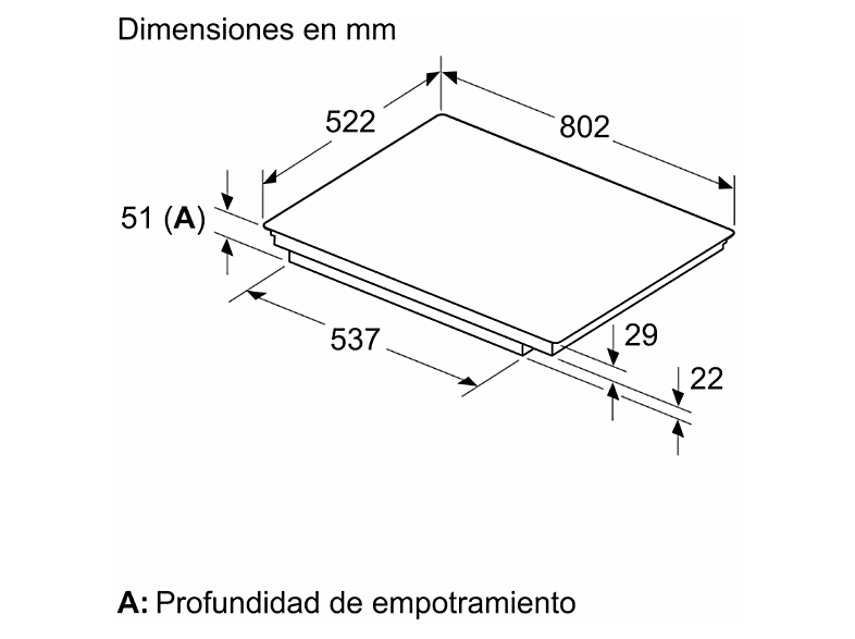 Placa inducción - Balay 3EB985LH, 4 zonas, 802 mm, Negro