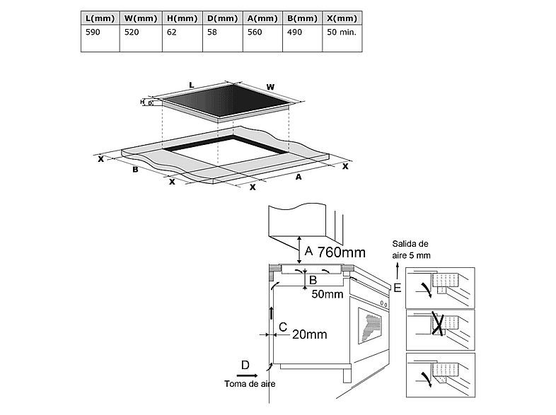 Placa inducción - Infiniton IND4N74G29, 4 zonas, 59 cm, Crystal Black