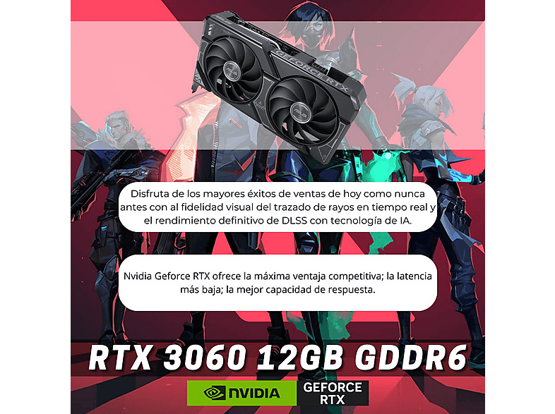 PC Gaming - PC Racing INTEL I5 ORDENADOR SOBREMESA, Intel® Core™ i5 13400F, 32 GB RAM, 1 TB SSD, GeForce RTX™ 3060, Windows 11 Pro, Negro