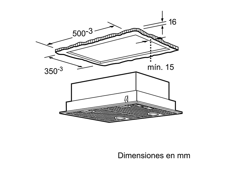 Campana grupo filtrante - Bosch DHL555BL, De pared, 590 m³/h, 53 cm, 206 W, 3 velocidades, Blanco