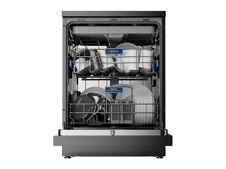 Lavavajillas libre instalación 60 cm - Cecotec Bolero Aguazero 6210 Dark D, 15 servicios, 14 programas, 60 cm, Grey