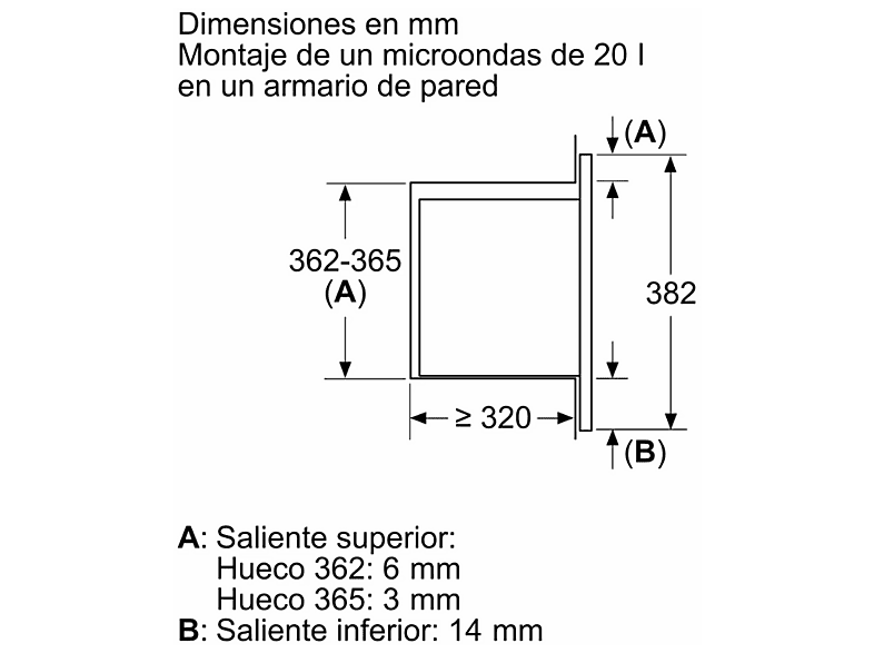 Microondas integrable - Balay BAL3CG6142B4, 800 W, 5 potencia, 20 l, Blanco