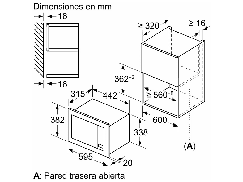 Microondas integrable - Balay BAL3CG6142B4, 800 W, 5 potencia, 20 l, Blanco