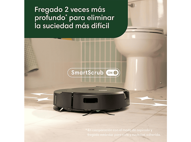 Robot friegasuelos - iRobot Roomba Combo® 10 Max, 33 W, Potencia de succión 5 kPa, Depósito 0,4 l, Autonomía 0h, Negro