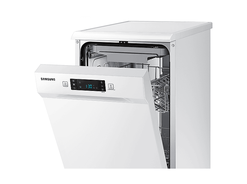 Lavavajillas - Samsung DW50R4070FW/EC, 10 servicios, 6 programas, 44.9 cm, Sistema AutoOpen, Configuración Flexible, Blanco