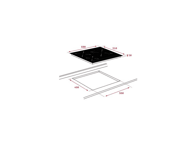 Placa inducción - Teka IZC 63015 MSS, 3 zonas, Zona grande 28 cm, Touch Control, 60 cm, Negro