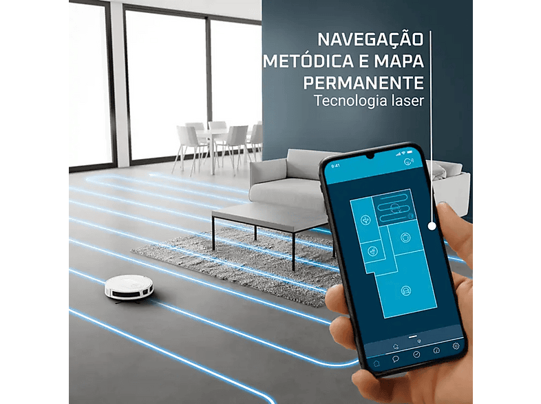 Robot aspirador - Rowenta X-Plorer Series 70 RR8477, 1 kW, Potencia de succión 2,3 kPa, Depósito 0,4 l, Autonomía 120 min, Branco