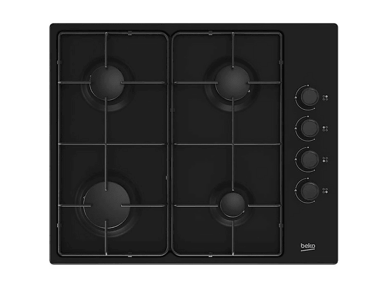 Placa de gas - Beko HIGG 64123 SB, 4 zone(s) zonas, 61 cm, Negro