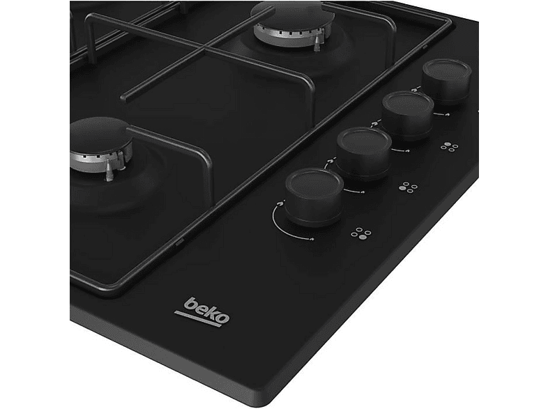 Placa de gas - Beko HIGG 64123 SB, 4 zone(s) zonas, 61 cm, Negro