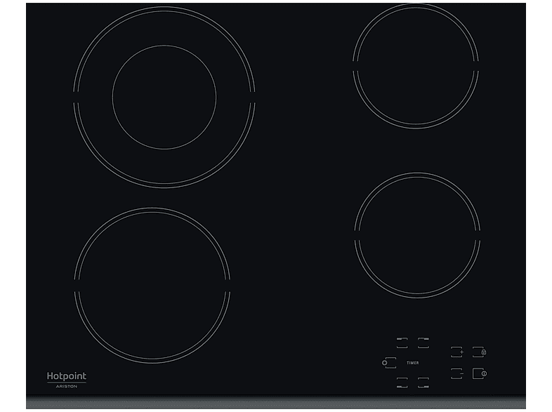 Placa de vitrocerámica - Hotpoint HR 632 B, 4 zone(s) zonas, 580 mm, Negro