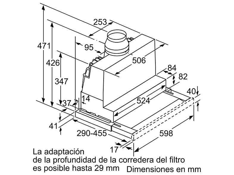 Campana telescópica - Siemens iQ300, Integrable, Acero inoxidable, Motor iQdrive™, A, Plata