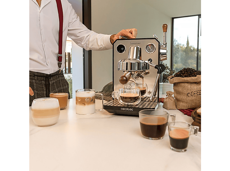 Cafetera express - Cecotec A01_EU01_100127-BARISTEO INTIMA, 15 bar, 1550 W, 0 ml, 2 tazas, Multicolor