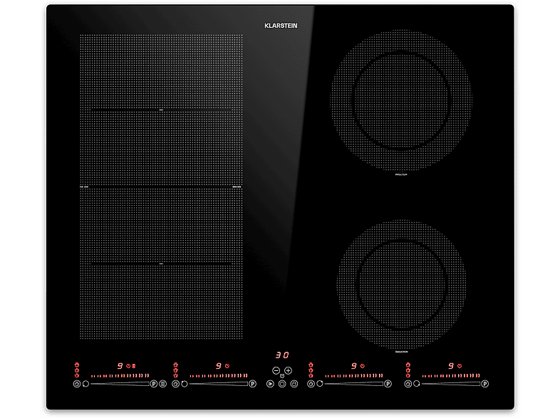 Placa de inducción - Klarstein Masterzone 60 Hybrid, 4 zonas, 59 cm, Negro