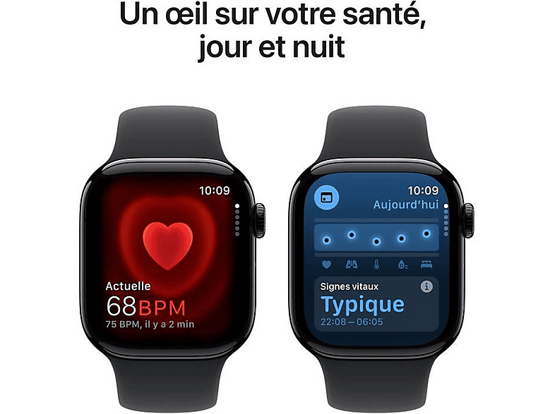 Smartwatch - Apple Watch Series 10, S/M, Aluminio, Negro