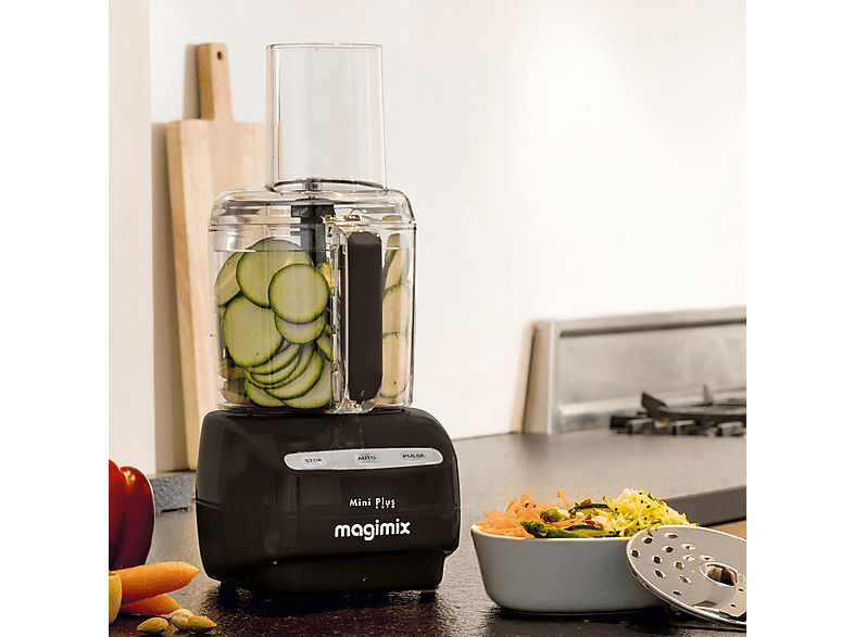 Procesador de alimentos - Magimix Mini Plus, 400 W, 600 ml, Negro