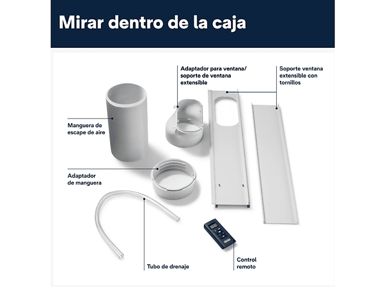 Aire acondicionado portátil - De Longhi, De'Longhi Pinguino PACEMK82, 2350 frig/h, 2.4kW, 80m³, 3 en 1, Función deshumidificador, 63dB, Blanco