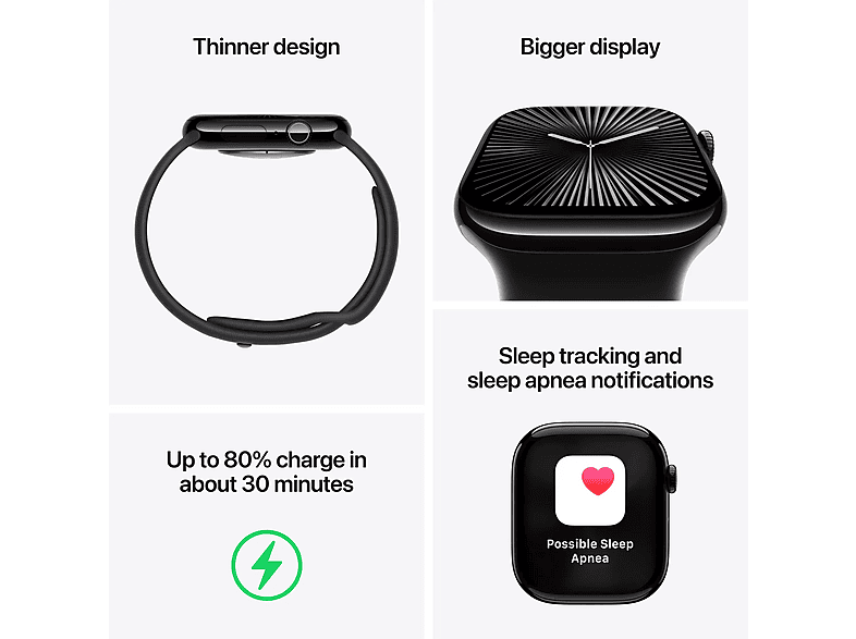 Smartwatch - Apple Watch Series 10, M/L, Aluminio, Silver