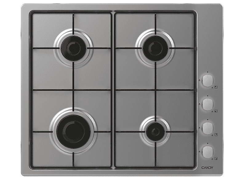 Placa de gas - Candy 33802049, 4 zone(s) zonas, 59,5 cm, Acero inoxidable