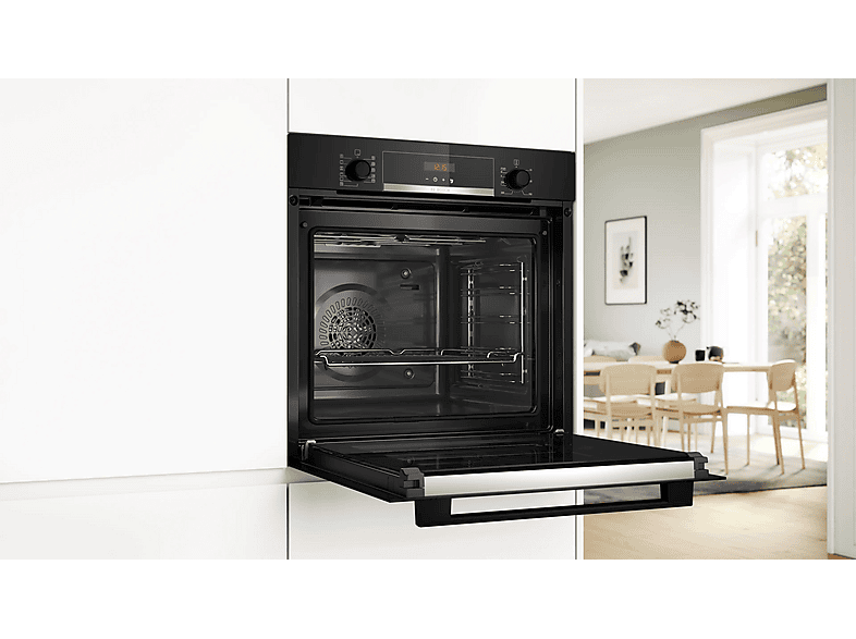 Horno convencional - Bosch HBA574BB3, Pirolítico, 71 l, 594 mm, Negro
