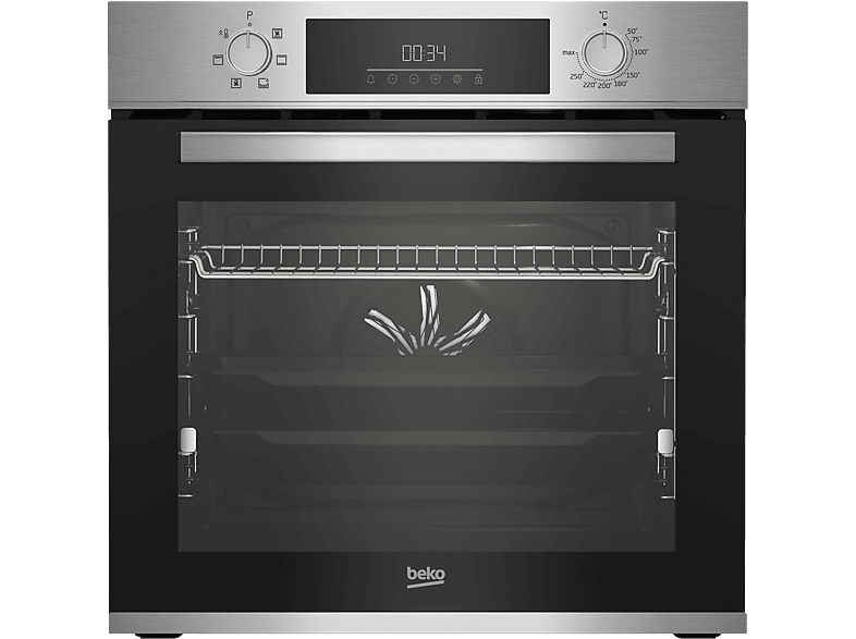 Horno - Beko BBIE123001XD, Multifunción, Limpieza Hidrólitica, 72l, 59.4 cm, Tecnología Aeroperfect, Pantalla LED, Inox
