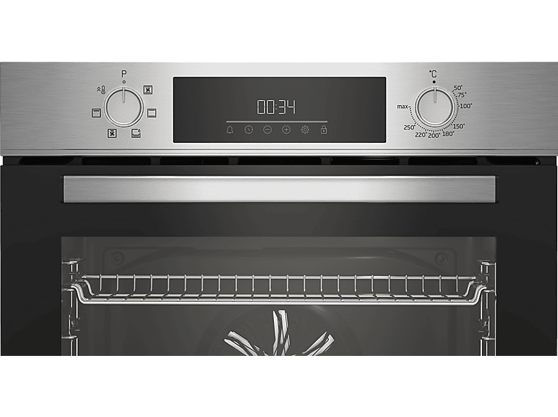 Horno - Beko BBIE123001XD, Multifunción, Limpieza Hidrólitica, 72l, 59.4 cm, Tecnología Aeroperfect, Pantalla LED, Inox