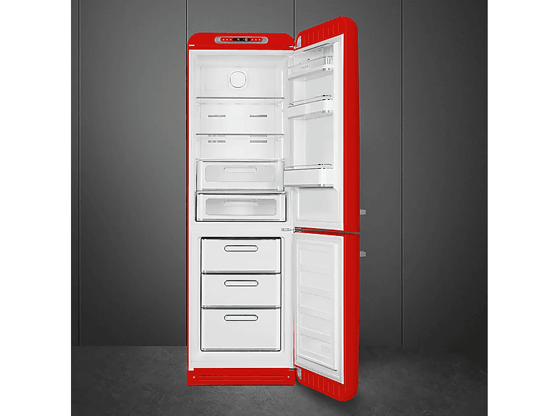 Frigorífico combi - Smeg FAB32RRD5, No Frost, 331 l, Libre Instalación, 196 cm, Rojo
