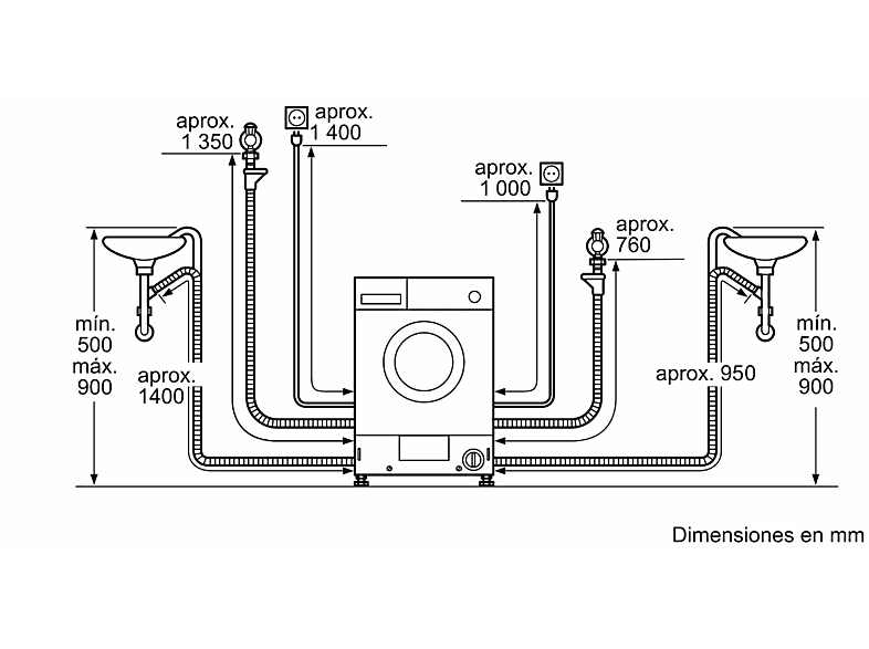 Lavadora secadora integrable - Balay 3TW773B, 7 kg/4 kg, 1200 rpm, Inicio diferido, Display Led, Blanco